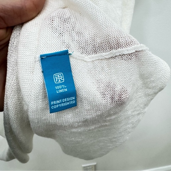 Tori Richard Honolulu 100% linen white cream short bell sleeve size large - Picture 4 of 5